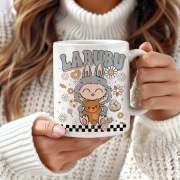 Kubek ceramiczny z nadrukiem LABUBU szary prezent dziecko