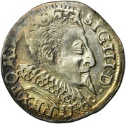 Trzy monety za panowania króla Zygmunta III Wazy (1587–1632).