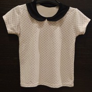 Bluzka dla dziewczynki krótki rękaw groszki kołnierzyk 128