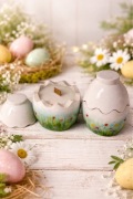 Świeca sojowa w gipsowym pojemniku „Easter Egg Meadow” z pokrywką