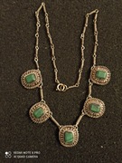 Naszyjnik damski kamien malhit lata 60