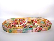 Taca na Biżuterię Gipsowa Decoupage Rękodzieło Kwiaty Vintage Prezent
