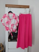 Komplet koszula w kwiaty +szwedy biało różowy.