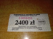 Bilet jednorazowy 2400zł plaster miodu MPK Łódź stare logo skasowany