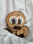 Kolczyki wiszące drewniane - misie stojące