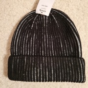 Czarno-srebrna Damska Czapka Zimowa Sinsay 