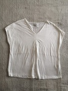 Biała bluzka z krótkim rękawem w serek oversize Heine 50 jak nowa