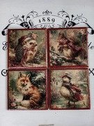 Zimowe podkładki vintage Baśniowa Kraina shabby chic Prowansja decoupage 