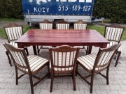 Komplet Stół i 8 krzeseł - KOLONIALNY - Merbau , Rozkładany