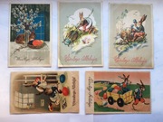 Kartki pocztowe Świąteczne początki PRL-u lata 40 XX w 5 szt