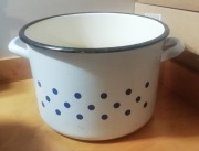 garnek emalia PRL vintage ozdoba