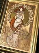 Obraz z serii "Secesja", Alfons Mucha, Sklejka, Art Nouveau, Złoto