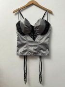 Gorset srebrny coquette z paskami do pończoch loving moments 80 D M 38