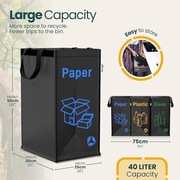 Worki kosze do recyklingu 40L 3szt wielokrotnego użytku