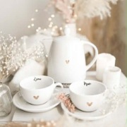 ZESTAW BIAŁEJ PORCELANY DZBANEK I FILIŻANKI DLA PARY MŁODEJ NOWY!