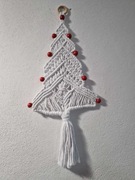 Choinka z makramy czerwone korale 55 cm