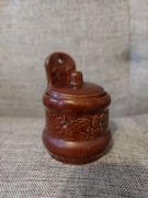 DEKORACYJNY CERAMICZNY POJEMNIK Z POKRYWKĄ – VINTAGE, LIŚCIE I JAGODY