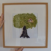 Obraz drzewo, miłość, rodzina, ptaszki, QUILLING