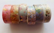 zestaw 6x washi tape taśma ozdobna pozłacane elementy 5m scrapbooking