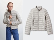 MANGO szaro kremowa pikowana kurtka NOWA watowana anorak zima S/36