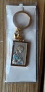 Brelok z wizerunkiem Matki Boskiej z lat 80. XX pozłacany Włochy