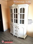 Stylowa Biała Witryna 120` Dąb Prowansalski BEKAS Producent Mebli