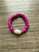 Pierścionek z koralików szklanych i perła słodkowodna hodowlana