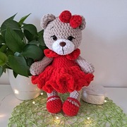 Miś w sukience walentynki przytulanka maskotka prezent handmade 