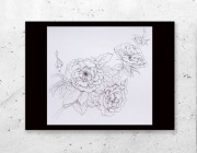 czarno biały plakat A4, kwiaty plakat 21x30, dzika róża plakat hygge