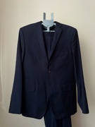 Garnitur Lavard granatowy 1-rzędowy gładki, 182/104/92, wełna, stan bdb