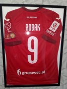 Koszulka Meczowa 2-liga Widzew Łódź Marcin Robak z autografami+Antyrama 