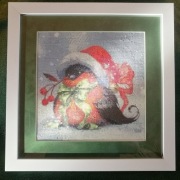 Świąteczny ptaszek-obraz-ozdoba diamenty 3D