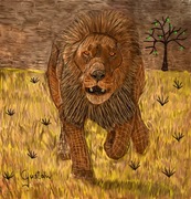 Grafika komputerowa Obraz LEW 51,5cm x 54cm - na PVC - wielokolorowy