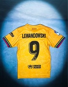 (S) Lewandowski #9 Barcelona 2022/23 Wyjazdowa Złota Koszulka Piłkarska