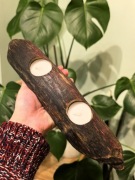 Drewniany świecznik handmade 