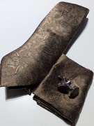 Krawat, poszetka i spinki - zestaw