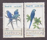 BRAZLIA. 1993/Papugi/2zn, nie kasowane.