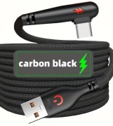 Kabel USB-C "Carbon Black" Kątowy 1.5m Pleciony Szybkie Ładowanie