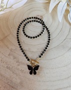 Naszyjnik Choker z Kamieni Naturalnych Onyks Hematyt Fasetowany 