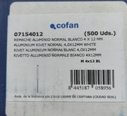 Nity zrywalne Cofan 4x12 kolor biały 500 szt - 0,9 kg