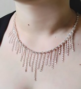 Naszyjnik Choker Kaskada Łańcuszków Srebrny Toho Hex