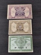 Banknoty, Indochiny francuskie, 5, 10, 20 cents; (1942). 