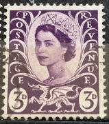 Wielka Brytania, Elżbieta II w tiarze oraz walijski smok, 3 pensy (3D).