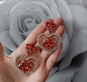 Kolczyki serca walentynki czerwone kryształki cyrkonie walentynki