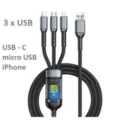 Przewód rozdzielacz USBC micro iPhone potrójny adapter 1,2m
