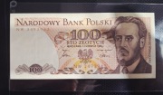 Radar - Palindrom banknot PRL 100 zł Waryński, stan UNC