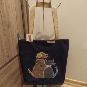 JAK PIES Z KOTEM - nowa torba na zamek jeans hand made rękodzieło PRAWA