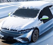 Mata antyszronowa, osłona na szybę samochodową, czarna, zielone lusterka.