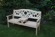 drewniana sofa, ławka z rozkladanym  stolikiem