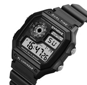 Synoke zegarek czarny cyfrowy elektroniczny wodoodporny stoper alarm now